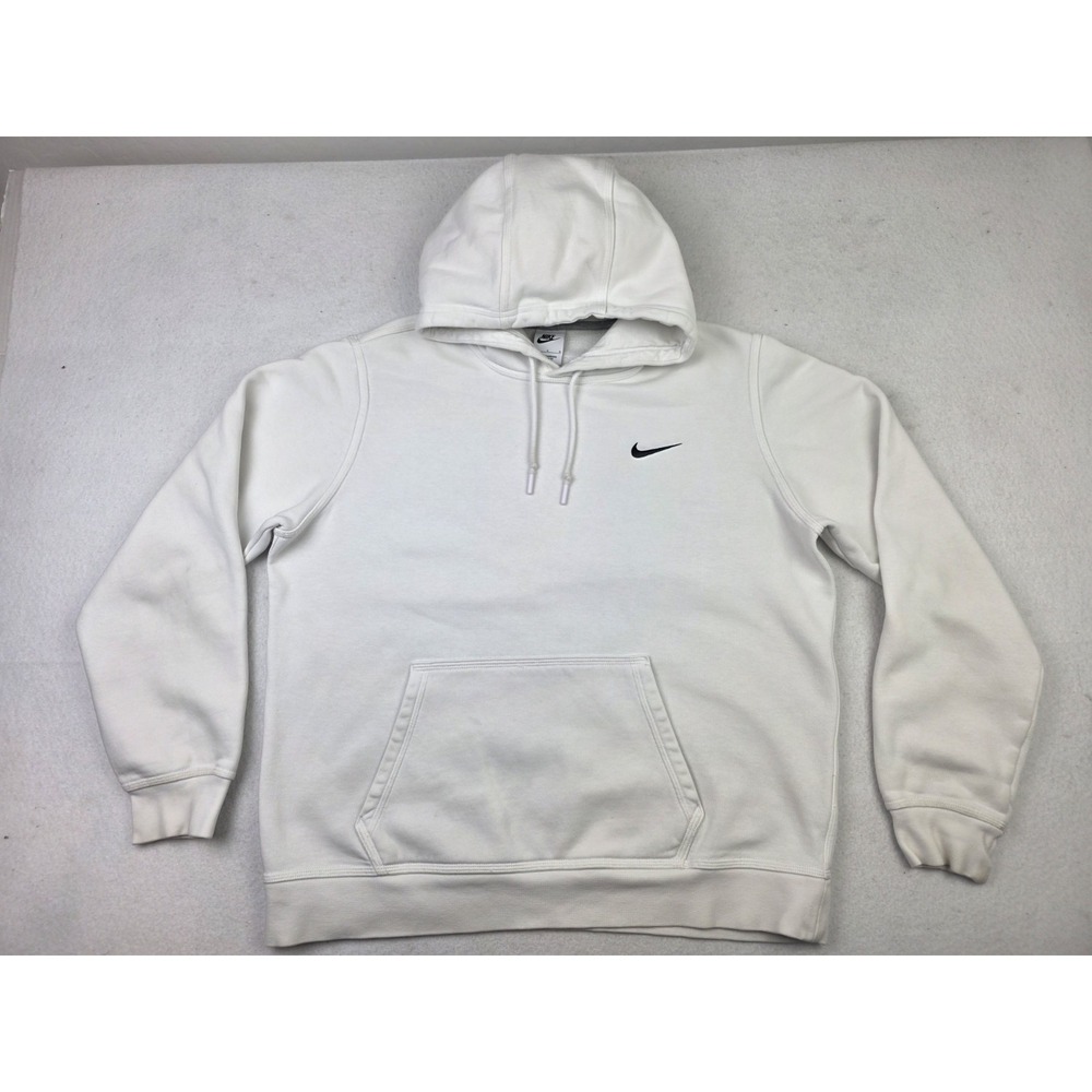 Nike Sportswear Club Hoodie Logo Fleece Pullover Men's Large White 611457-100
